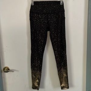 Curves n Combatboots gold foil ombré speckled leggings